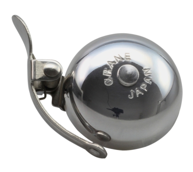 Crane Bell Co. Mini Suzu Fahrradklingel mit Steel Band Mount - Polished Silver