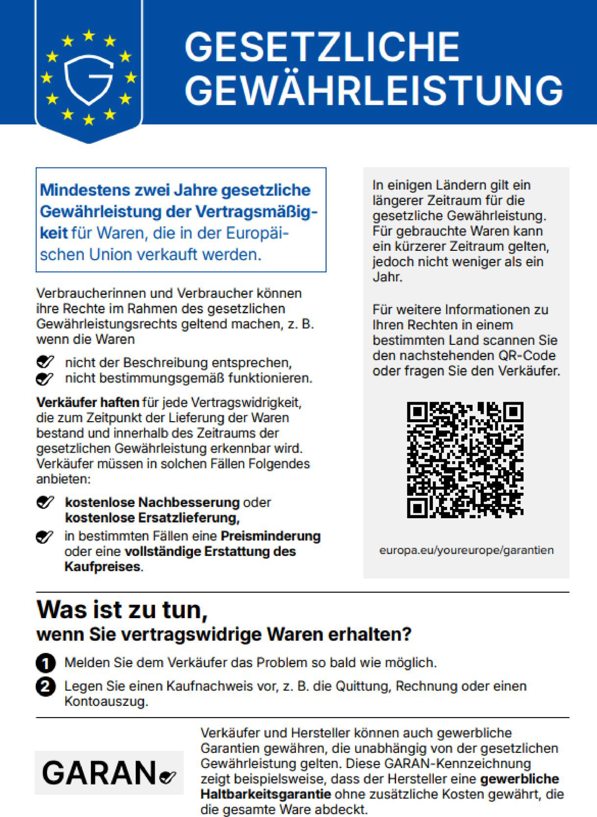 Gewaehrleistung Label