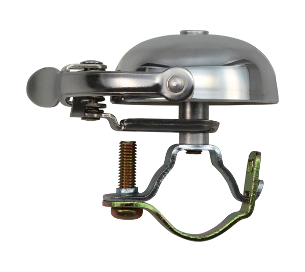 Crane Bell Co. Mini Suzu Fahrradklingel mit Steel Band Mount - Polished Silver