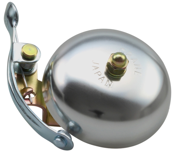 Crane Bell Co. Suzu Fahrradklingel mit Steel Band Mount - Matte Silver